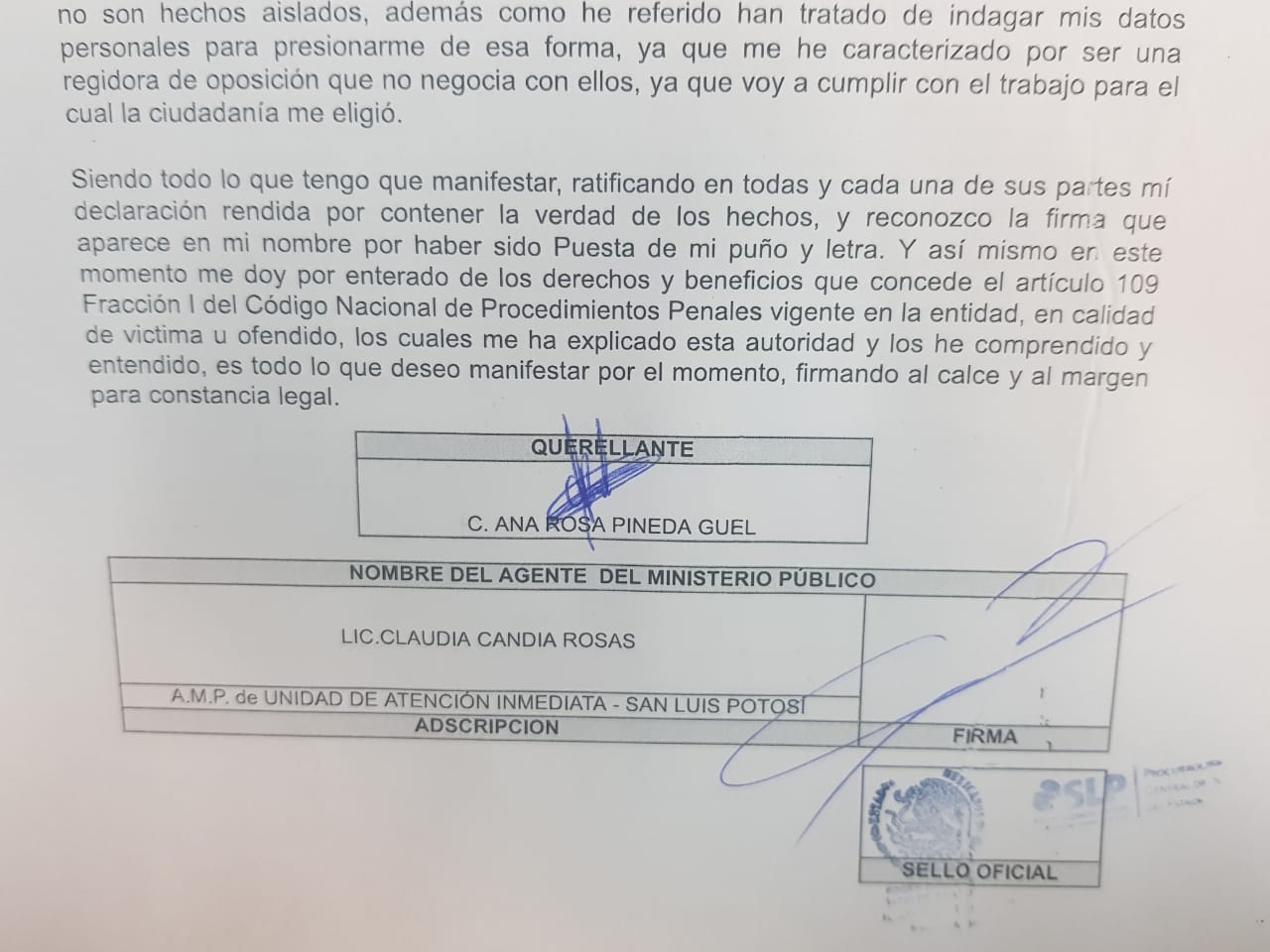 DENUNCIA DE REGIDORA