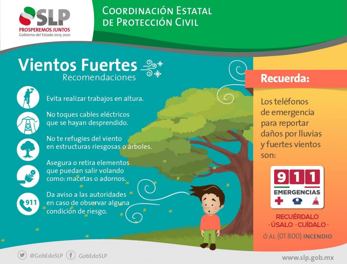 fuertes vientos en SLP