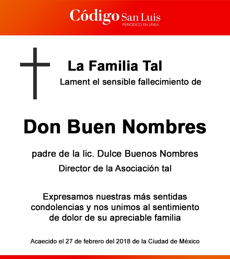 Obituarios Código San Luis Periódico en línea