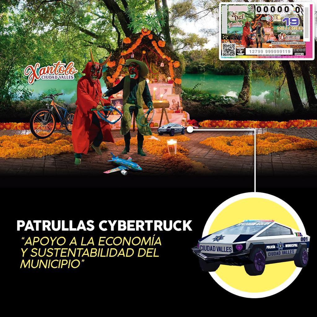 patrullas Cybertruck de Tesla - billete de lotería nacional