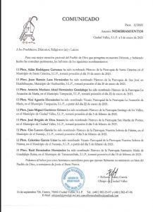cambios diócesis de ciudad valles 2021