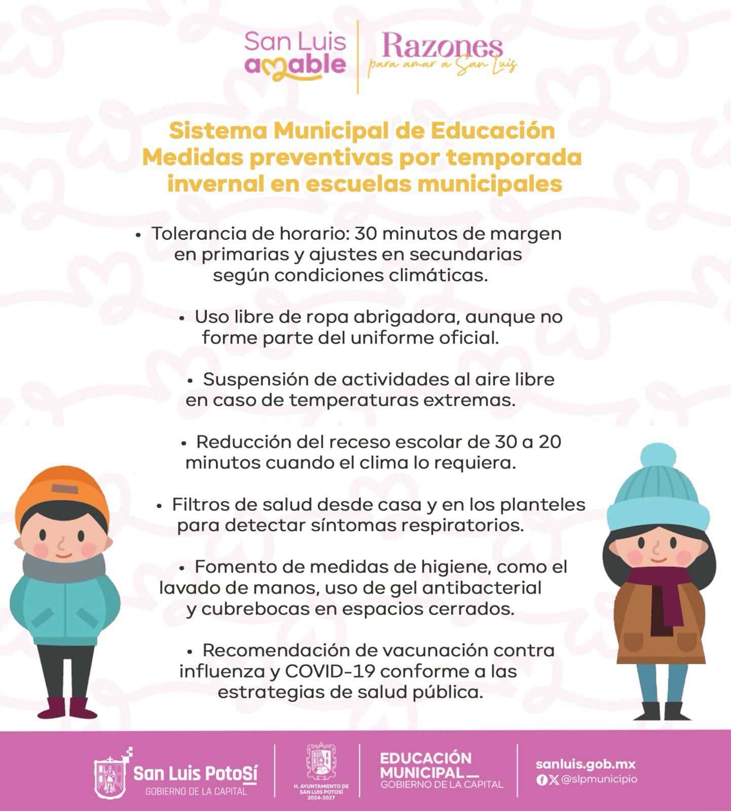 medidas escuelas invierno