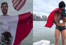 ¡Orgullo huasteco! David Olvera impone récord mundial al nadar alrededor de Manhattan