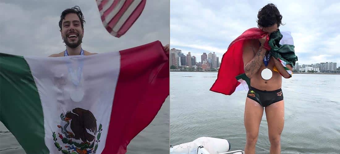 ¡Orgullo huasteco! David Olvera impone récord mundial al nadar alrededor de Manhattan