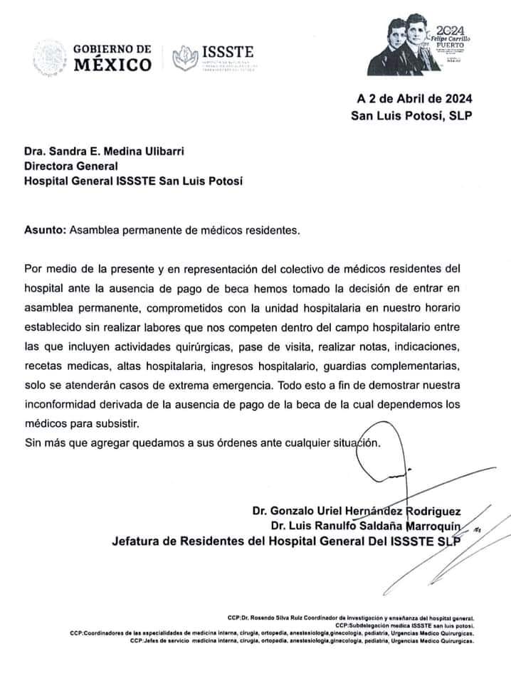 comunicado jefatura residentes